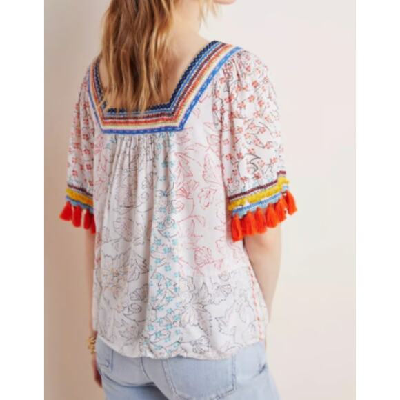 Maeve by Anthropologie Size Medium Paolina Tasseled Blouse - Picture 2 of 6